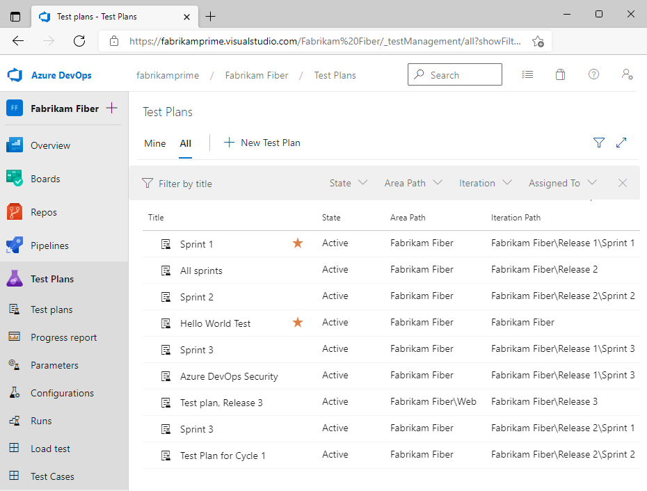 Azure Test Plans UI