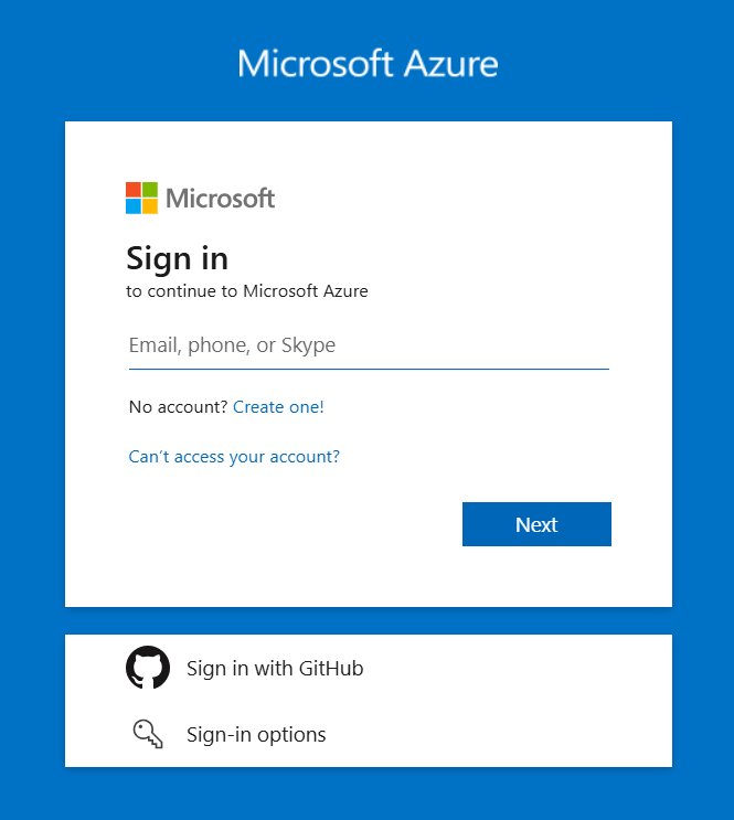 Azure Signup Page